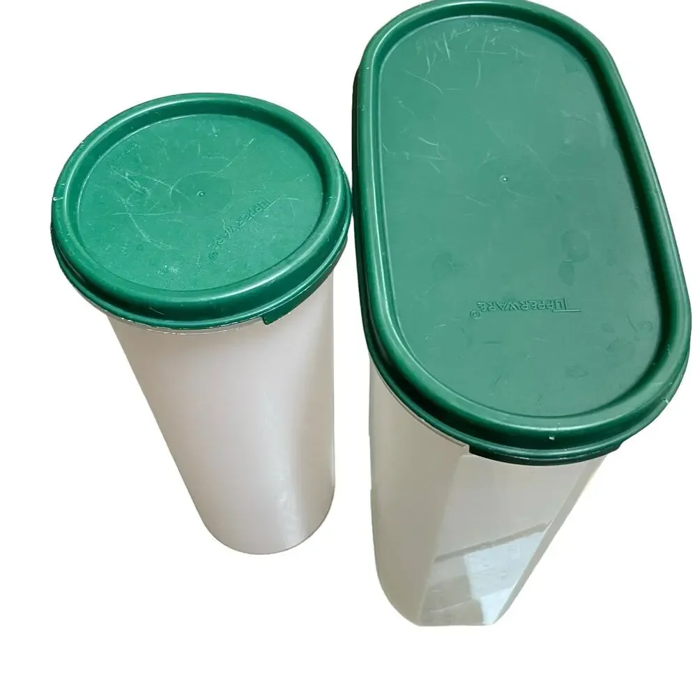 Tupperware Modular Mates #4 Hunter Green 1614 1643 Food Storage Lot x2 Vintage